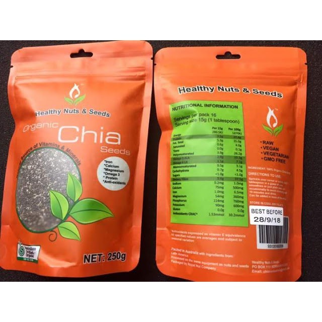 HẠT CHIA ÚC UC HEALTHY FOOD &amp; NUTS ORGANIC CHIA SEEDS CHÍNH HÃNG - 8286