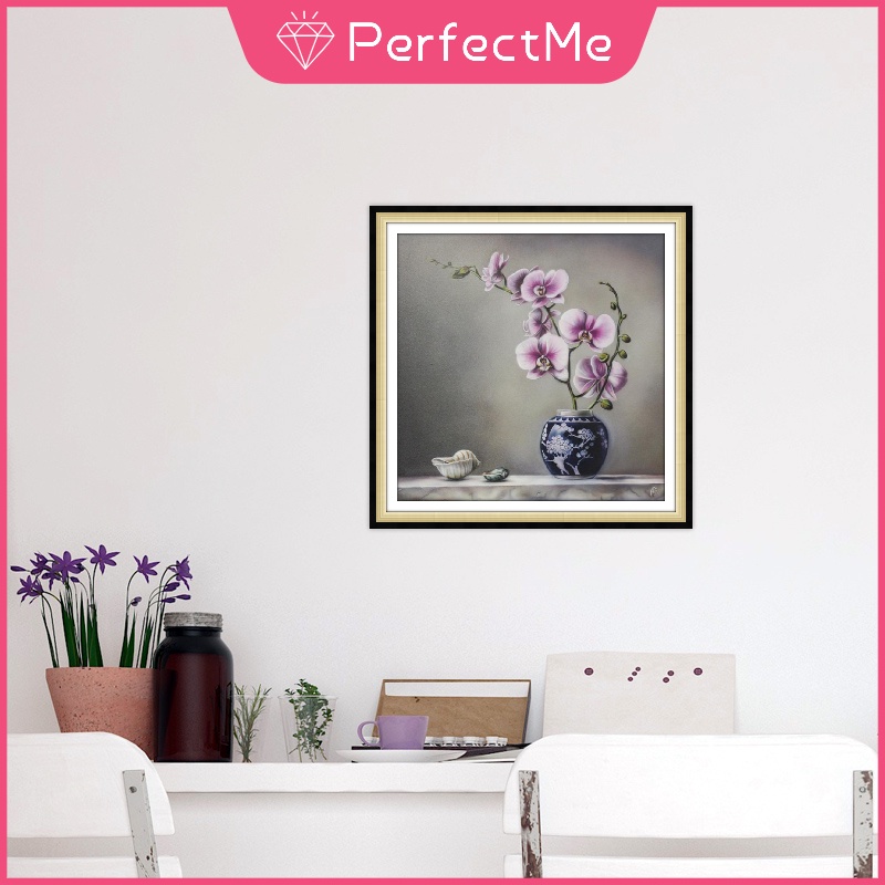 Bộ tranh đính đá 5D họa tiết bình hoa độc đáo DIY 30x30cm