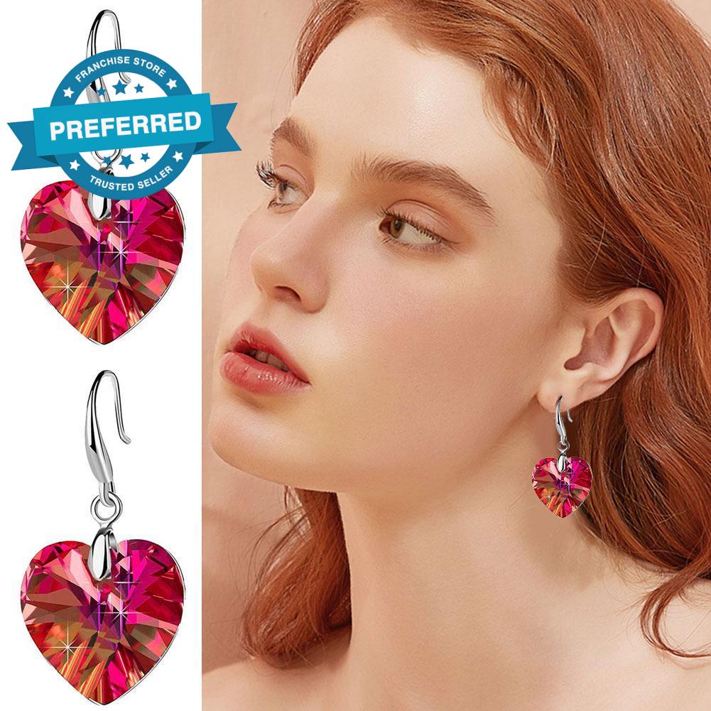 2022 New Fashion Ocean Star Love Pendant Earrings For Women Color Peach Heart Crystal Jewelry W9B2