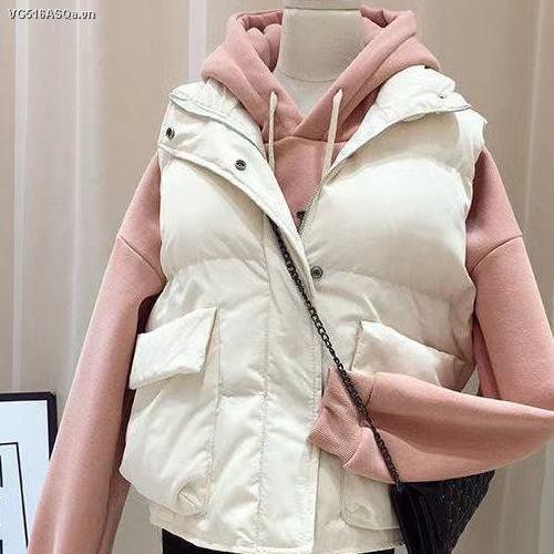 Two-piece/autumn/winter fashion suit women temperament cotton-padded vest jacket + Korean style loose and fleece hooded sweater trend