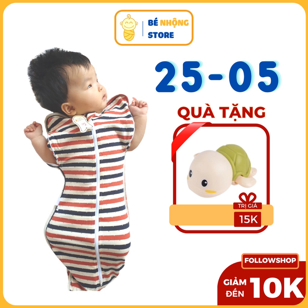 Nhộng Chũn Cho Bé - Chũn Quấn Noonon Có Khoá Mở Tay Giúp Bé Ngủ Ngon Không Giật Mình