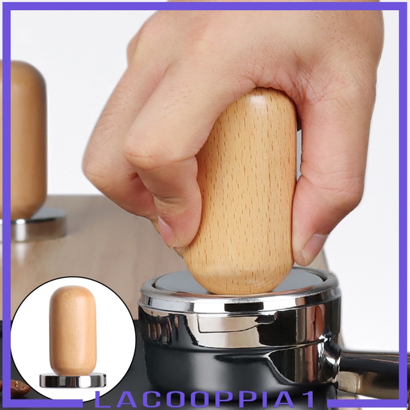 [LACOOPPIA1] Wooden Grip Espresso Coffee Tamper 58mm Barista Coffee Bean Press Hammer