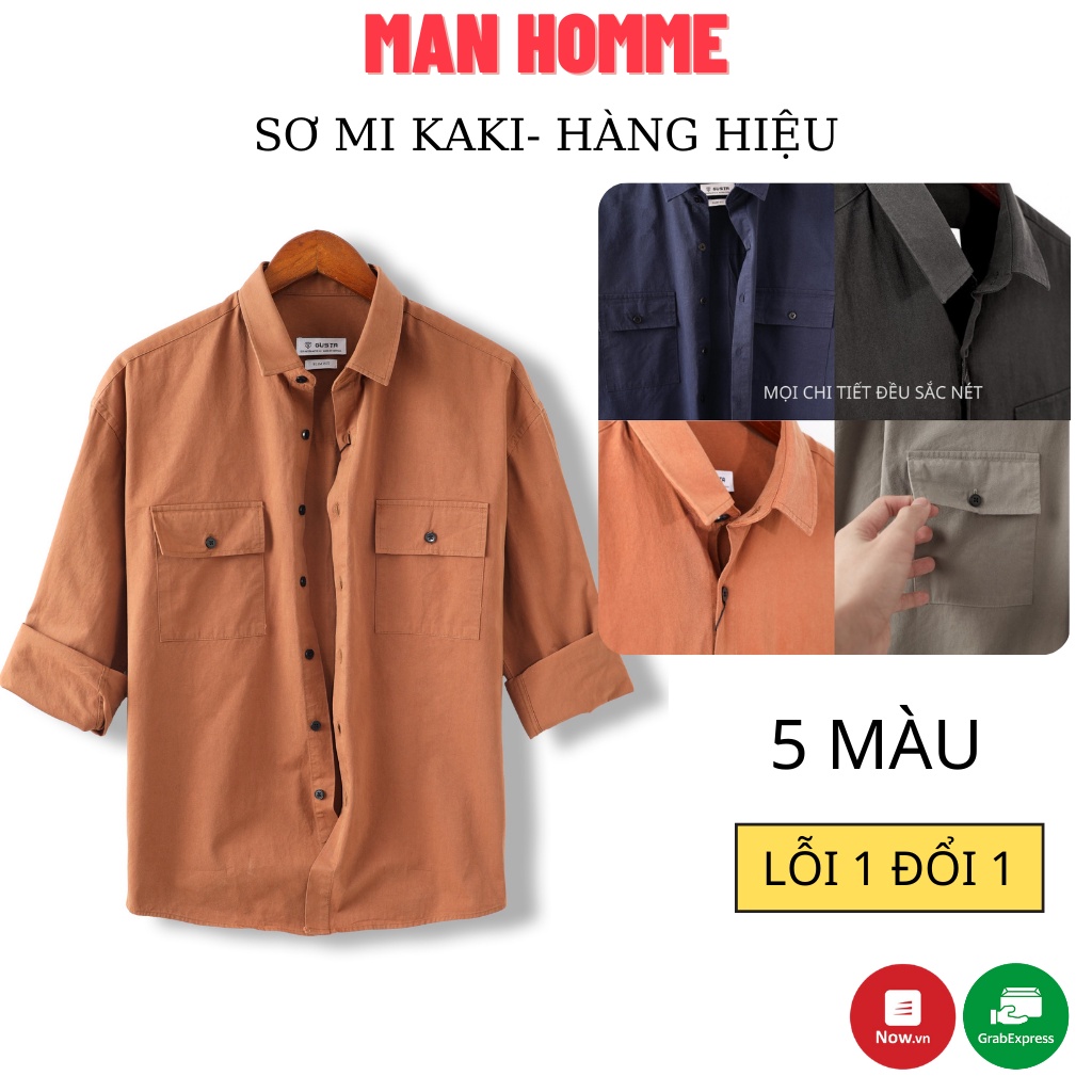 [4 MÀU] Áo Sơ Mi Nam Kaki Dài Tay Chất Vải Kaki Cao Cấp - Áo Sơ Mi Kaki Nam Thoáng Mát Đường May Kỹ - SMGK - GUSTA