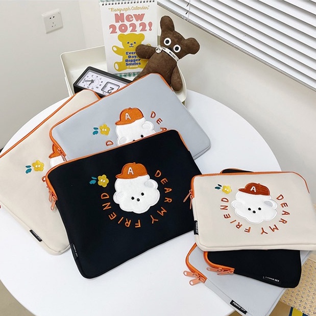 Túi Đựng Laptop Thêu Họa Tiết Hoạt Hình Phong Cách Hàn Quốc