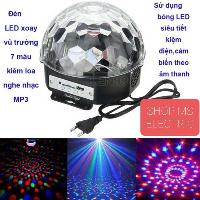 Đèn quả cầu cảm biến nhạc, Đèn nháy theo nhạc, Đèn led chớp theo nhạc, Đèn lquả cầu xoay cảm biến đọc thẻ nhớ USB SD MPE