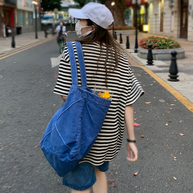 Áo Thun Tay Ngắn Dáng Rộng Họa Tiết Kẻ Sọc Phong Cách Hàn Quốc Thời Trang Mùa Hè Cho Nữ