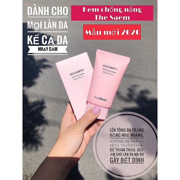 Kem Chống Nắng The Seam Eco Earth Power Pink Sun Cream (SPF 50+/PA)