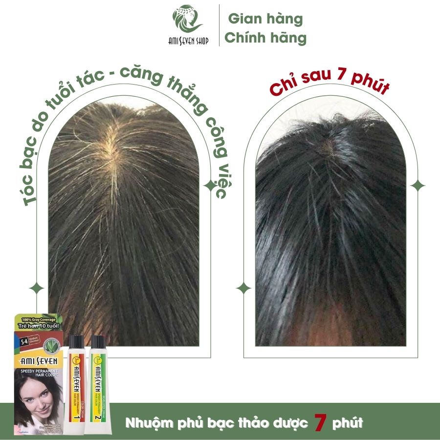 Nhuộm phủ bạc Thảo dược Ami Seven 7 phút, Màu Nâu Hạt Dẻ S4 SIÊU TIẾT KIỆM