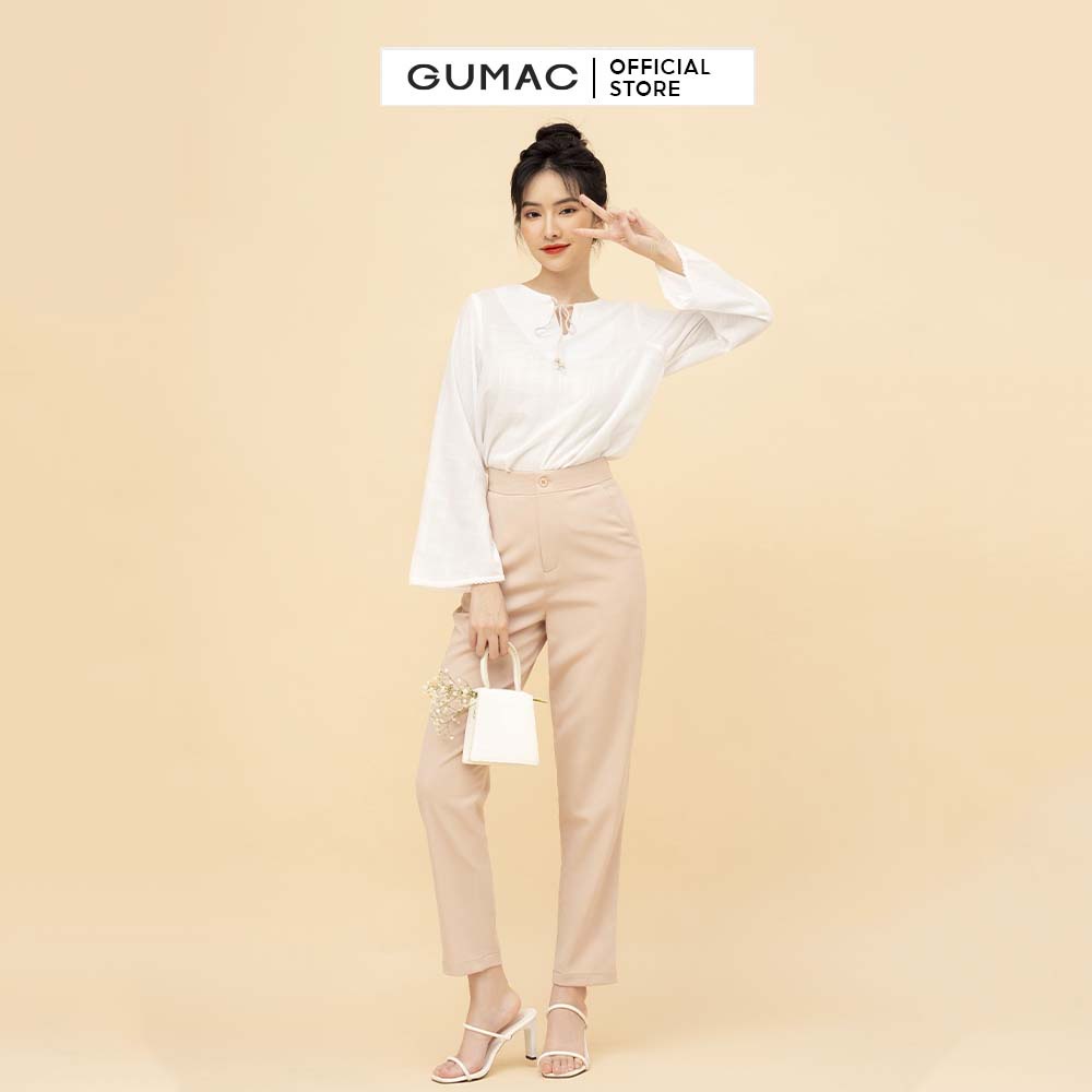 Áo sơ mi nữ buộc dây tay loe GUMAC AB739