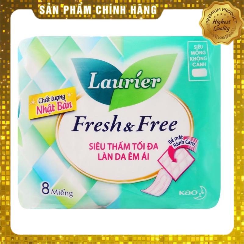 Băng vệ sinh Laurier Fresh and Free siêu thấm siêu mỏng không cánh 8 miếng