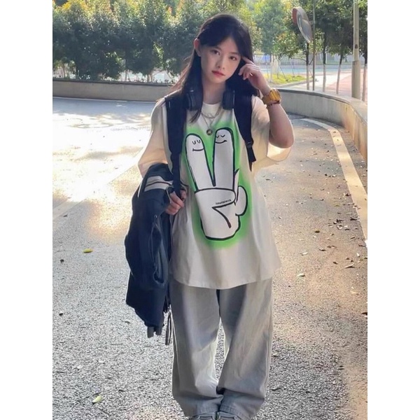 [Rẻ vô địch] Áo thun cotton tay lỡ dáng rộng - Bàn tay