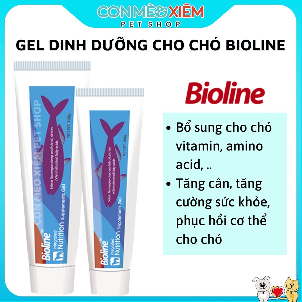 Gel dinh dưỡng chó Bioline vitamin 100g, vitamin khoáng chất thú cưng Con Mèo Xiêm