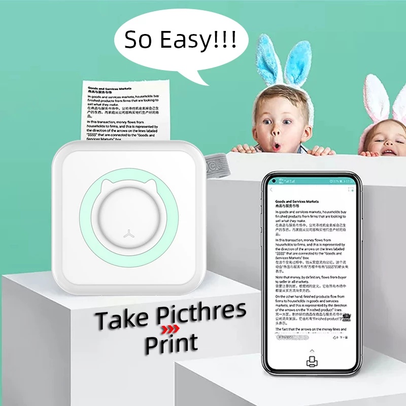 Máy In Nhiệt Mini cầm tay Bluetooth dành cho nhân viên văn phòng và sinh viên siêu dễ thương