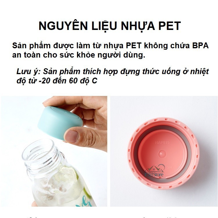 [LOCK &amp; LOCK] Bình nước nhựa Lock&amp;Lock HAP654 500ml BPA Free, đựng sữa đậu nành, nước detox (nhựa