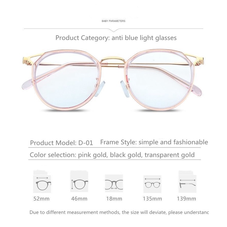 Mắt Kính Gọng Nhựa Kim Loại Chống Ánh Sáng Xanh Hình Tai Mèo Thời Trang