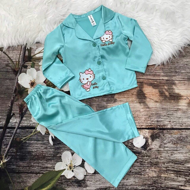 Bộ Pijama phi lụa Thái Tuấn bé gái