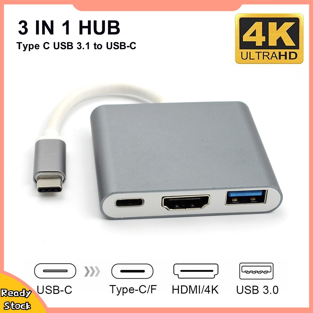 Bộ Chuyển Đổi Usb 3.1 Type-C Sang 4k Uhd Hdmi 3 Trong 1 Cho Macbook