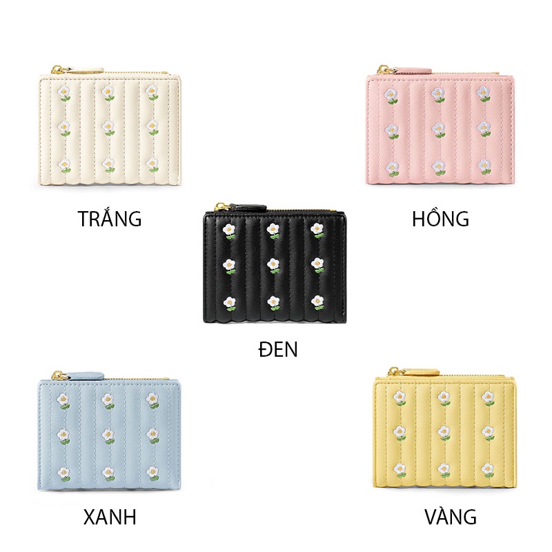 Ví Nữ Ngắn Bỏ Túi Gấp Đôi Chính Hãng TAOMICMIC Phối Bông Hoa Dễ Thương Kiểu Dáng Trẻ Trung TM38-MOZUNO