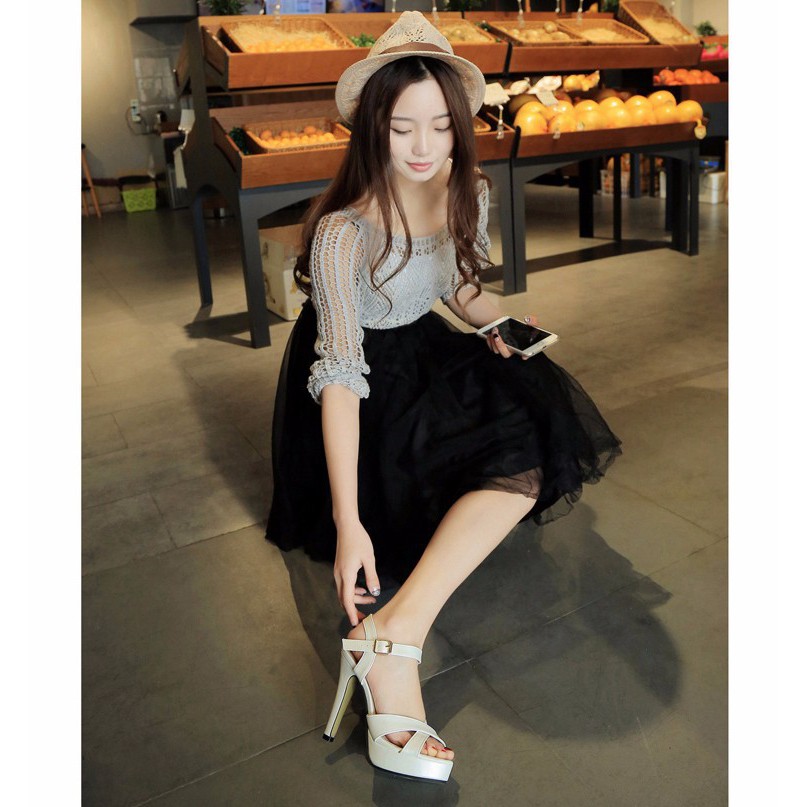 Giày cao gót đan chéo	- CG873