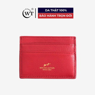 Ví Đựng Thẻ Da Bò Cao Cấp Màu Đỏ Cam WT Leather 0950.0