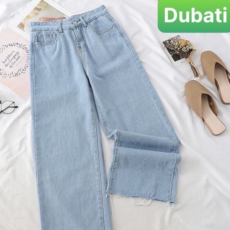 QUẦN JEAN BAGGY NỮ XANH NHẠT NÂNG MÔNG LƯNG CAO TRƠN DÀI VẢI MỀM MỊN SANG CHẢNH- DB 6713- DUBATI FASHION