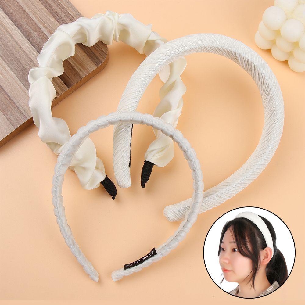 Băng Đô Đội Đầu Bằng Xốp Màu Trắng Trơn Dễ Thương Phong Cách Hàn Quốc Cho Nữ