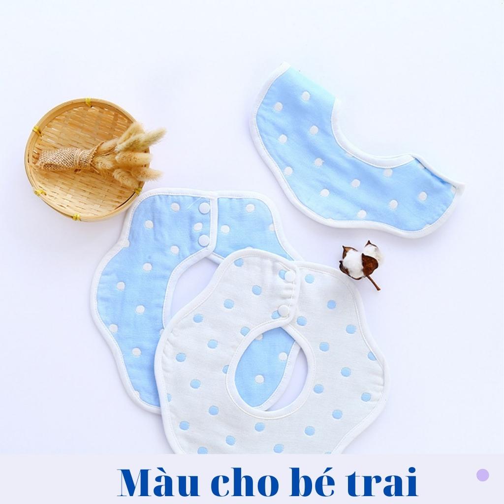 Yếm cổ cho bé, yếm cotton tròn xoay vải xô 6 lớp quàng cổ bé trai bé gái cúc bấm - RIONASHOP