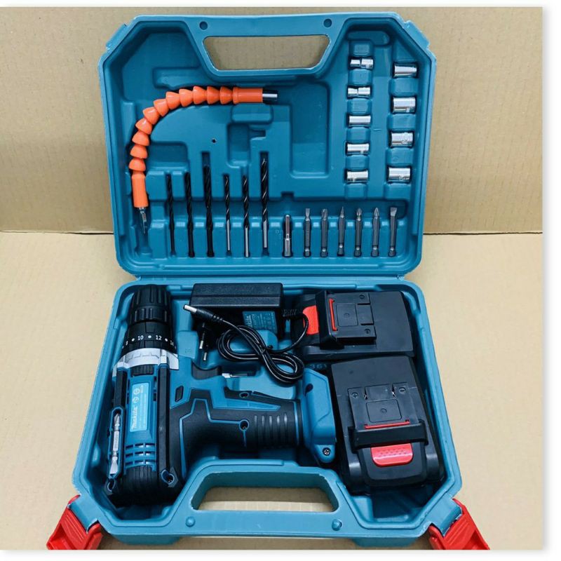 Máy khoan bin 36V Makita 3 chức năng _KHOAN bê tông - KHOAN gỗ - sắt ,Vít tôn tặng kèm theo 24 chi tiết