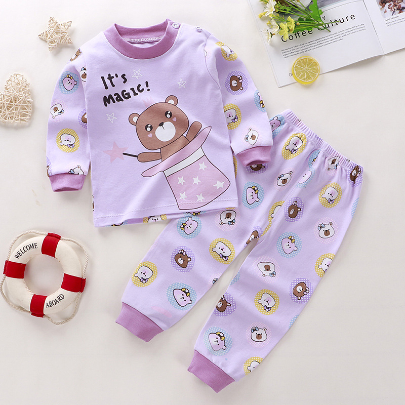 Set Pijama Áo Dài Tay + Quần Dài Họa Tiết Hoạt Hình Đáng Yêu Dành Cho Bé