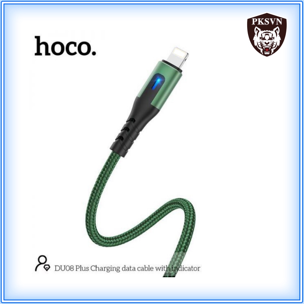 Cáp Sạc Hoco DU08 Chính Hãng Sạc nhanh 12w cho 13 promax trở xuống, Dây dù chống đứt, có Đèn LED dài 1M/2M -Bảo Hành 12T