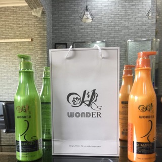 Cặp 1 chai dầu gội và 1 chai xả tóc Wonder (650ml/ 1 chai).