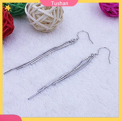 Bông Tai Mạ Bạc Tua Rua Dáng Ôm Thời Trang Cho Nữ