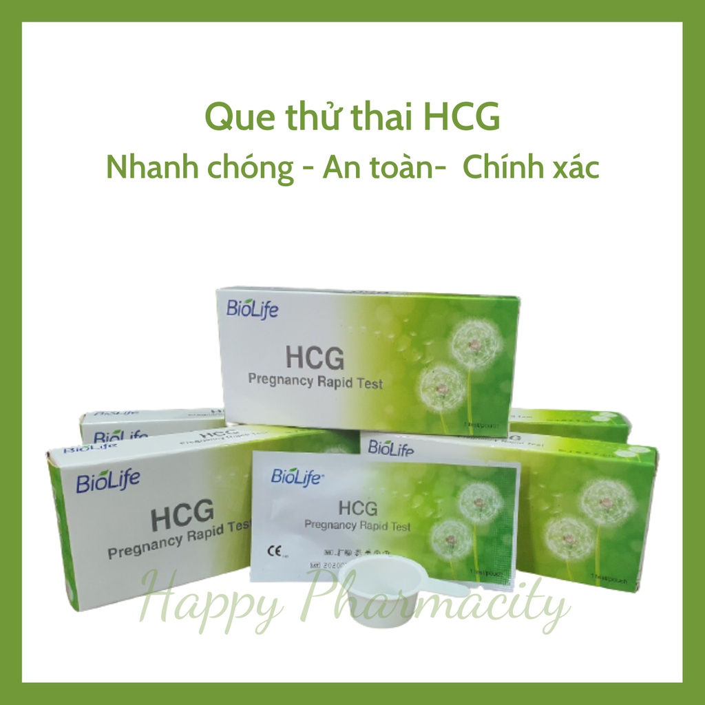 Que Thử Thai Thế Hệ Mới HCG, Test Nhanh, Chính Xác, Cốc có tay cầm, Happy Pharmacity