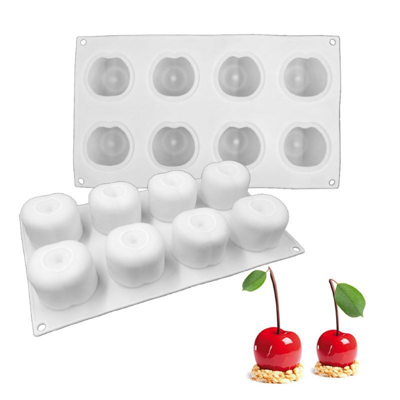 Khuôn Silicone Làm Bánh 8 Ô Hình Quả Táo