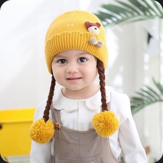 Mũ/Nón LEN 2 bím tóc M62_cho bé 3 tháng đến 15 tháng