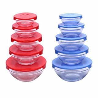[KHO SỈ] Bộ 5 bát thuỷ tinh có nắp đậy