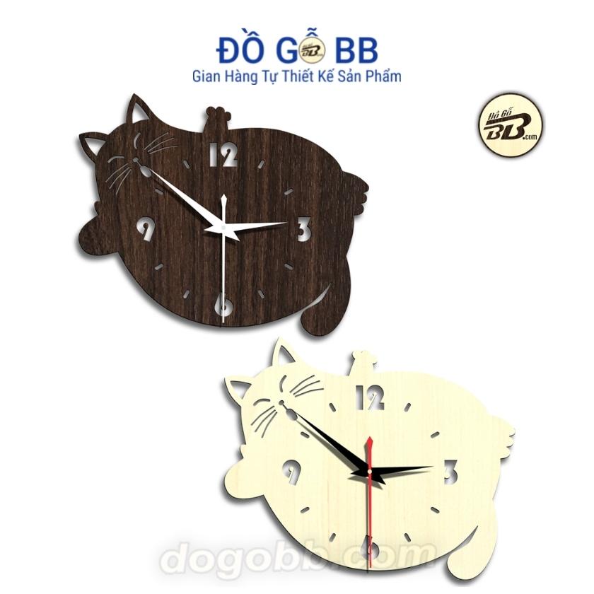 27x33cm Mèo Lười Đồng Hồ Treo Tường Giá Rẻ Hình Mèo Phim Hoạt Hình Ma Mút Cho Trẻ Em Đẹp Bằng Gỗ Trang Trí - Đồ Gỗ BB