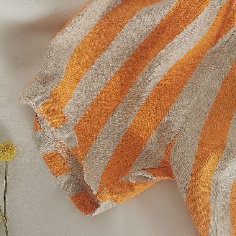 [Babycat] Hàng Có Sẵn Quần Short Linen Kẻ Sọc Rộng Bảo Vệ Môi Trường Phong Cách Nhật Hàn Retro Nhật Bản Thời Trang Mùa Hè Cho Trẻ Em 2022
