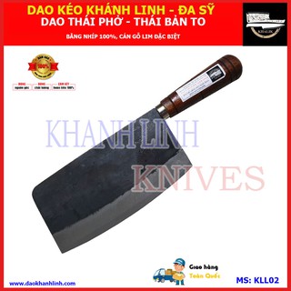 Dao phở thái, dao thái bản to bằng nhíp xe 100%, cán gỗ lim - KLL01
