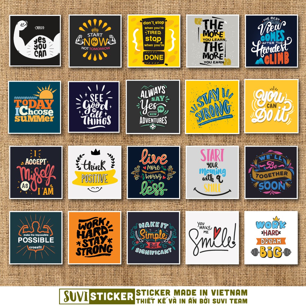 50 Sticker dán laptop Động lực chống nước sticker dán laptop, điện thoại, đàn guitar, mũ bảo hiểm. MSP: M03