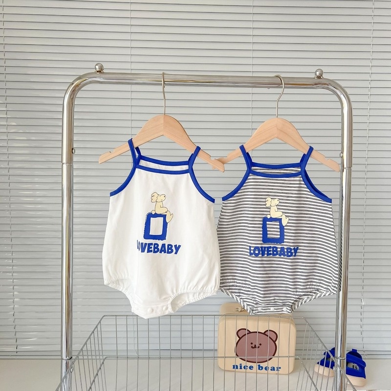 Bộ Áo Liền Quần Bằng Cotton Không Tay Thời Trang Mùa Hè Cho Bé Sơ Sinh 0-2 Tuổi