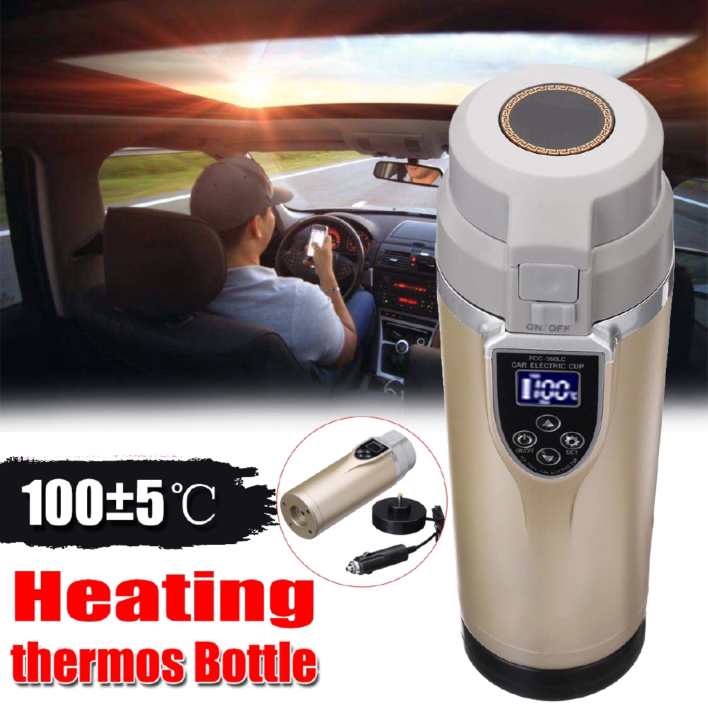 12V / 24V 350ml Smart Car Adjustable Temperature Kettle Cup Car Auto Electric Heating Cup Boil Cup