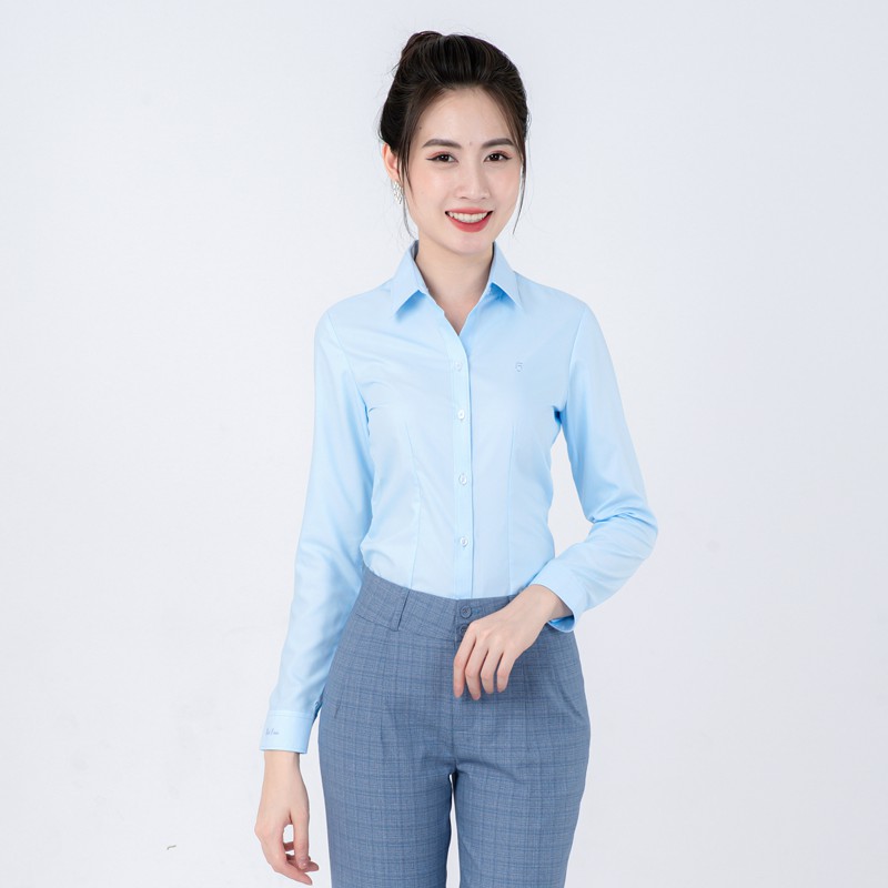 Áo sơ mi công sở nữ dài tay trơn Thái Hòa 8 màu sắc siêu đẹp