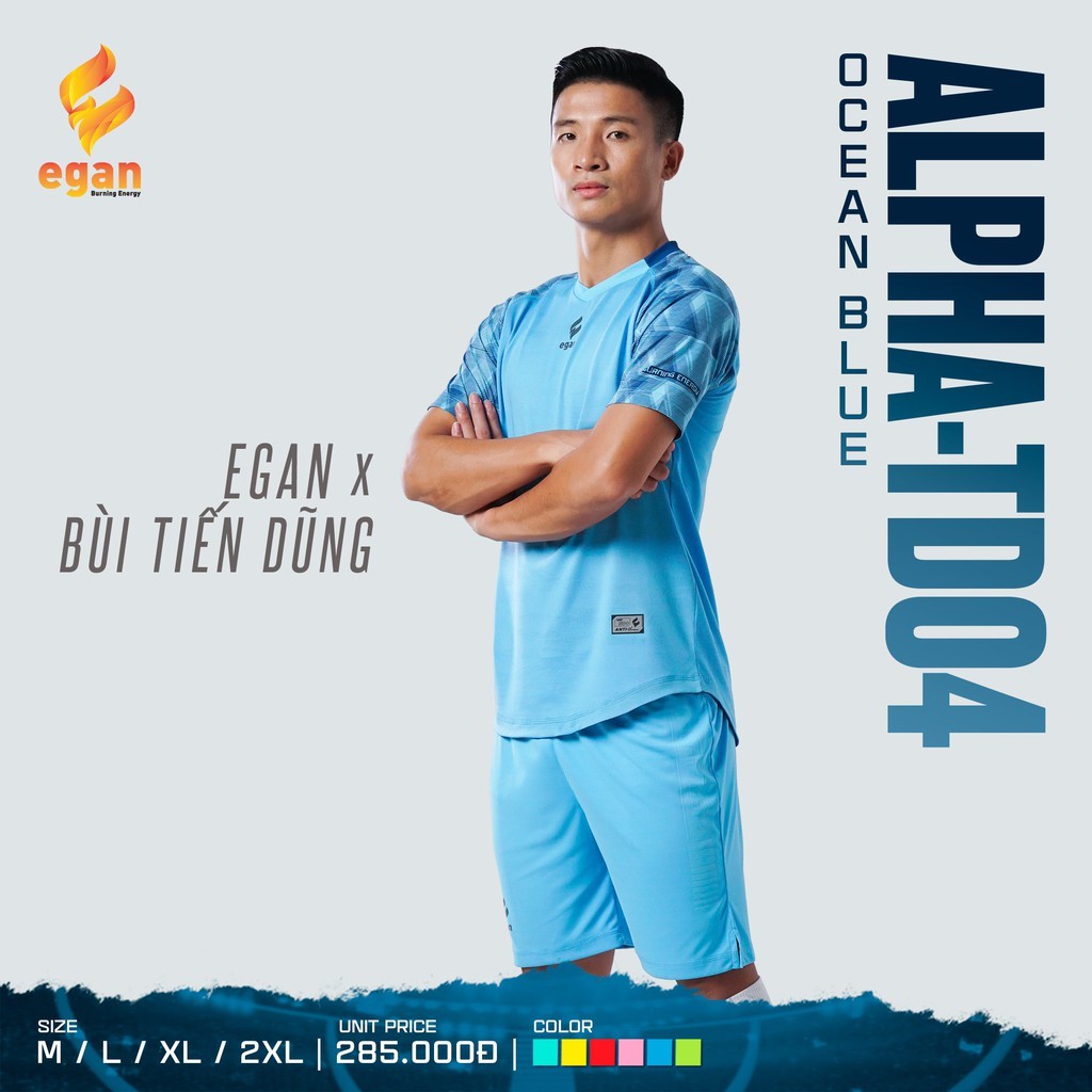 QUẦN ÁO ĐÁ BÓNG CAO CẤP EGAN ALPHA - TD04 ( Fan BÙI TIẾN DŨNG ) tặng băng captain