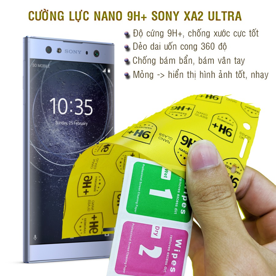 Dán cường lực dẻo nano H9+ cho Sony XA2 Ultra