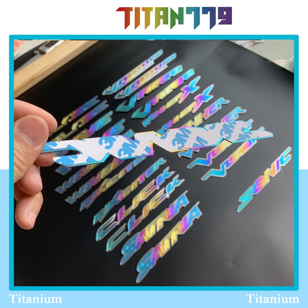 Tem Titan tên chữ 3D có sẳn keo 3M các dòng xe AB, WAVE, WAVE @, EXITER, CLICK, SATRIA, VARIO, WINNER, WINNER X, SATRIA