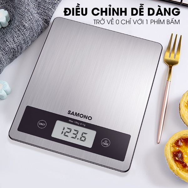 Cân tiểu ly điện tử mini SAMONO SW-KS03 dùng cho nhà bếp độ chính xác cao từ 3g đến 10kg - Hàng chính hãng