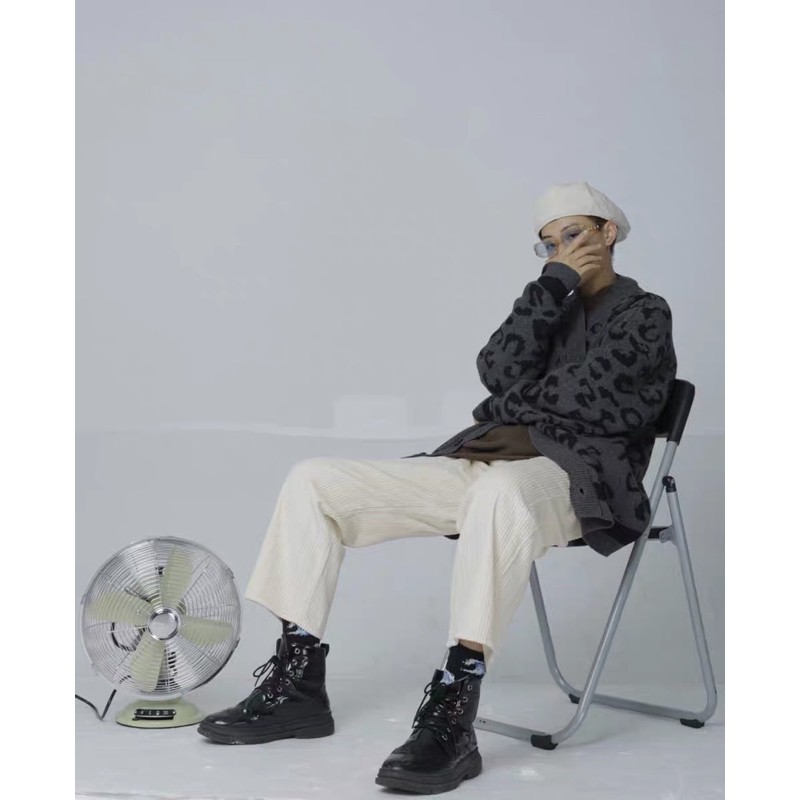 (Sẵn Xám) Áo Cadigan hoạ tiết da báo dáng Oversized cho Nam và Nữ Ulzzang | BigBuy360 - bigbuy360.vn