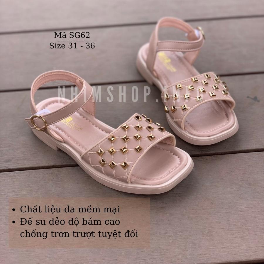 Giày sandal bé gái da cao cấp nhẹ êm thiết kế quai hậu nam đinh thời trang cho trẻ em nữ 6 - 12 tuổi đi học đi chơi SG62