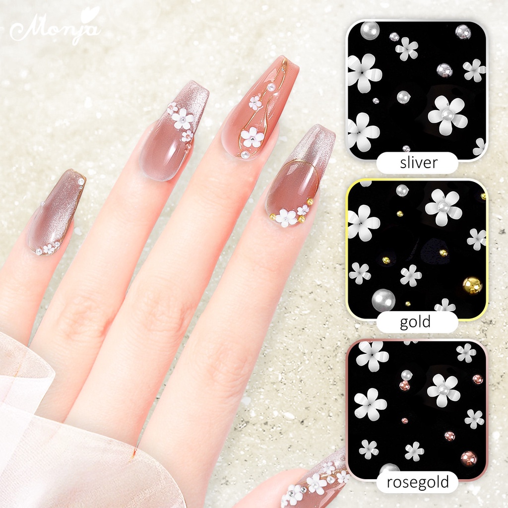 1 Túi Hạt Cườm Hình Hoa Hồng Vàng Hồng 3D Bằng Nhựa Acrylic Trang Trí Móng Tay DIY